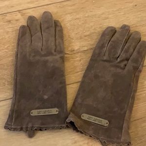 ANDREW MARC NEW YORK- Brown Leather Suede Gloves- Polyester Lining Sz. M